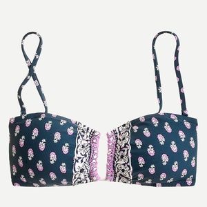 J.Crew • U-front Bandeau Bikini Top in Best Buds • Size XS